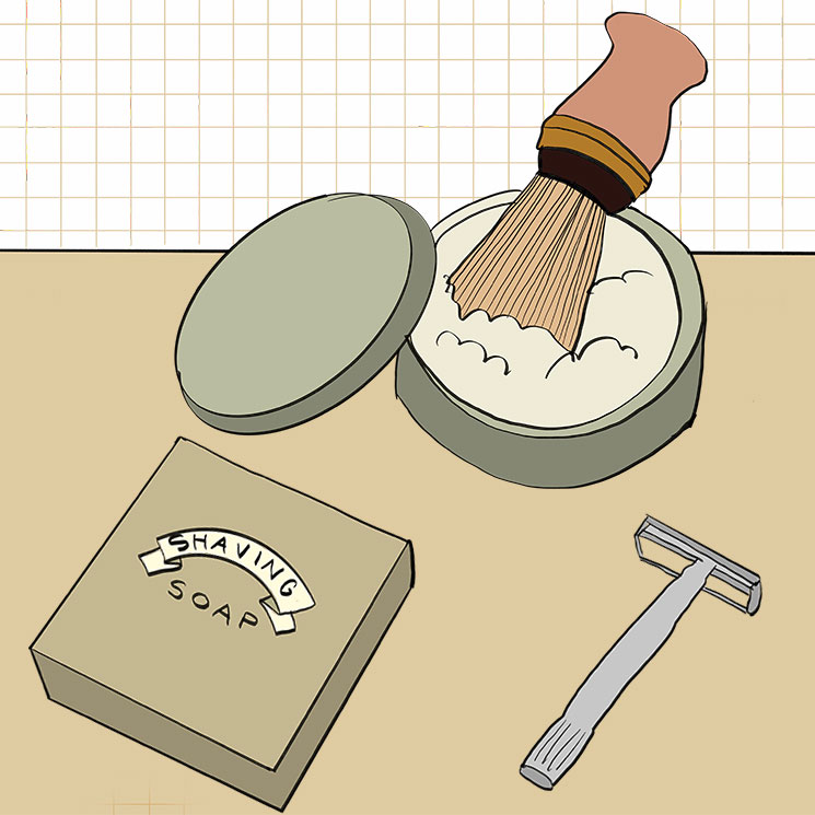 Ilustración kit de afeitado