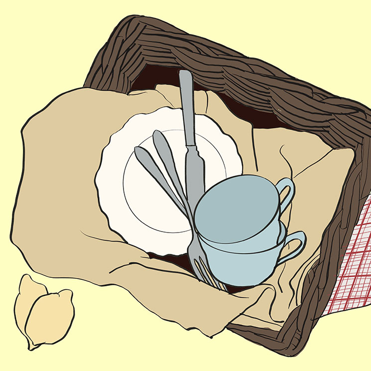 Ilustración de una cesta de picnic